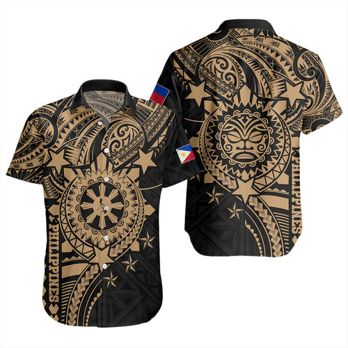 Philippines Filipinos Short Sleeve Shirt - Proud To Be Filipino Tribal Sun Batok Gold Style