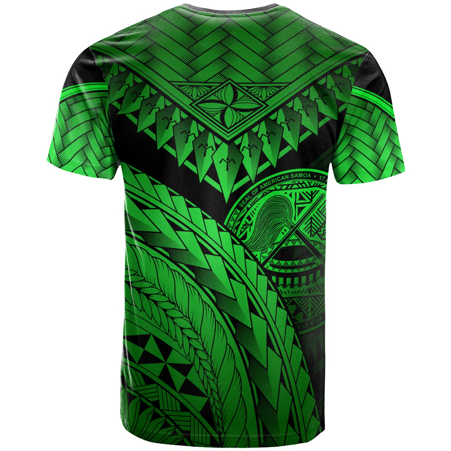 American Samoa Custom Personalised T-Shirt Green - Polynesian Necklace and Lauhala