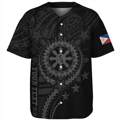 Philippines Filipinos Baseball Shirt - Proud To Be Filipino Tribal Sun Batok Grey Style