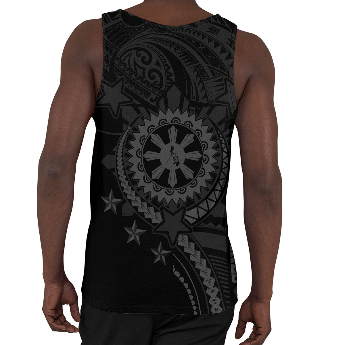 Philippines Filipinos Tank Top - Proud To Be Filipino Tribal Sun Batok Grey Style