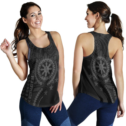 Philippines Filipinos Women Tank - Proud To Be Filipino Tribal Sun Batok Grey Style