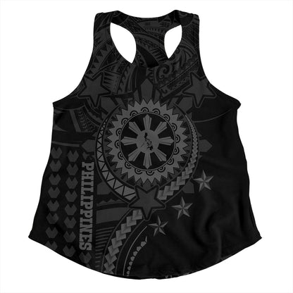 Philippines Filipinos Women Tank - Proud To Be Filipino Tribal Sun Batok Grey Style