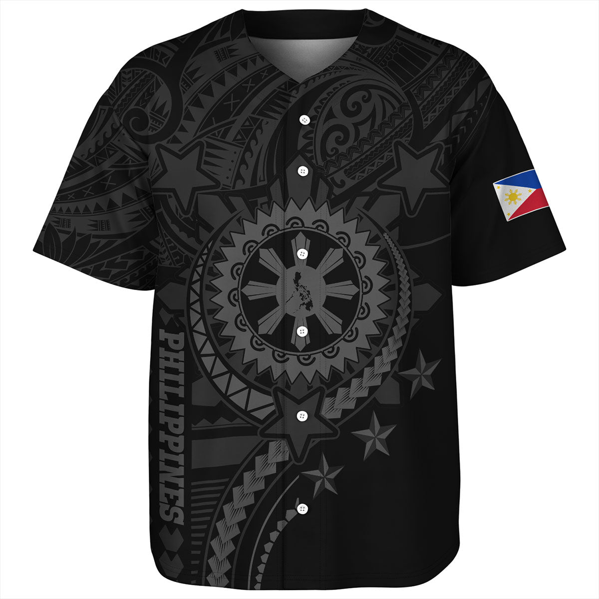 Philippines Filipinos Baseball Shirt - Proud To Be Filipino Tribal Sun Batok Grey Style