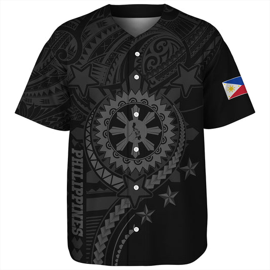 Philippines Filipinos Baseball Shirt - Proud To Be Filipino Tribal Sun Batok Grey Style