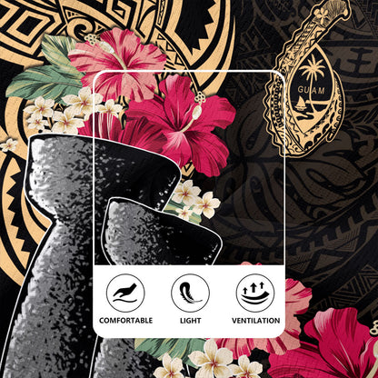 Guam Rugby Jersey Black Latte Stone With Hibiscus Flower Tribal