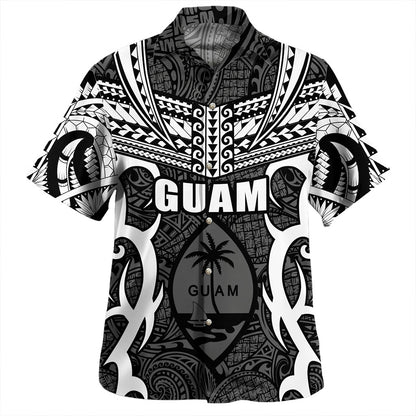 Guam Hawaiian Shirt Seat Tribal Island Coconut Tree Design