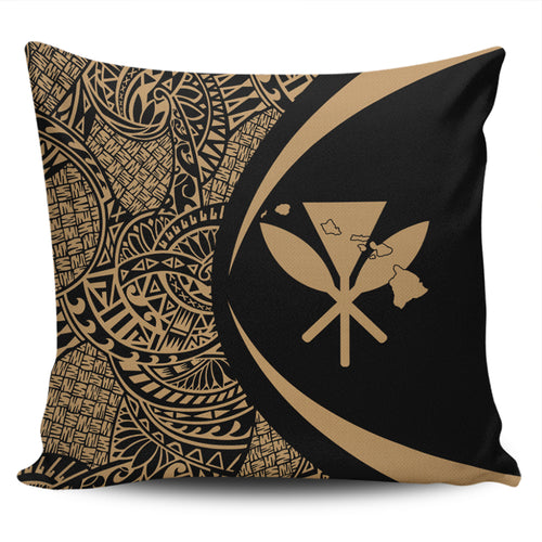 Hawaii Pillow Cover Kanaka Maoli Hawaiian Map Lauhala Gold Circle