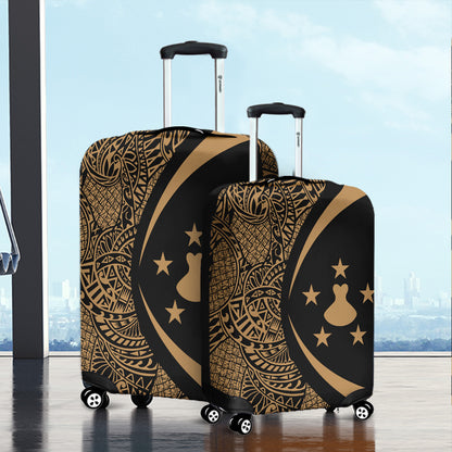 Austral Islands Luggage Cover Lauhala Gold Circle Style