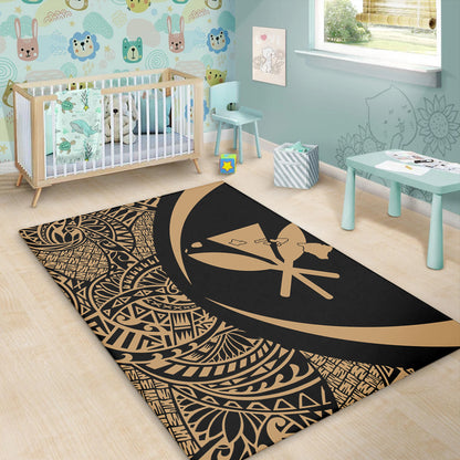Hawaii Area Rug Kanaka Maoli Hawaiian Map Lauhala Gold Circle