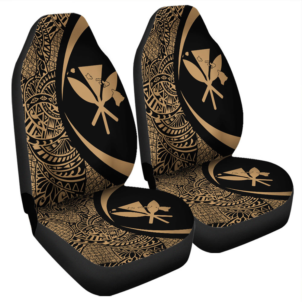 Hawaii Car Seat Covers Kanaka Maoli Hawaiian Map Lauhala Gold Circle