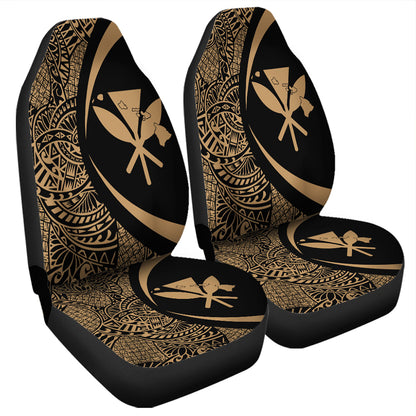 Hawaii Car Seat Covers Kanaka Maoli Hawaiian Map Lauhala Gold Circle