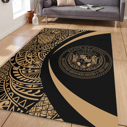 Hawaii Area Rug Coat Of Arm Lauhala Gold Circle