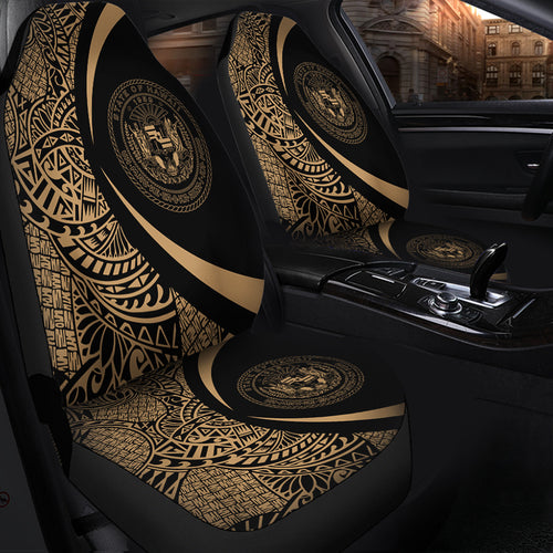 Hawaii Car Seat Covers Coat Of Arm Lauhala Gold Circle