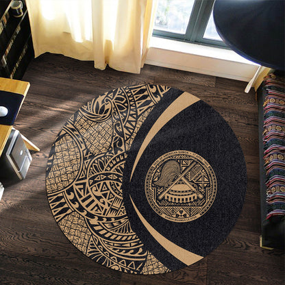 American Samoa Round Rug Lauhala Gold Circle Style