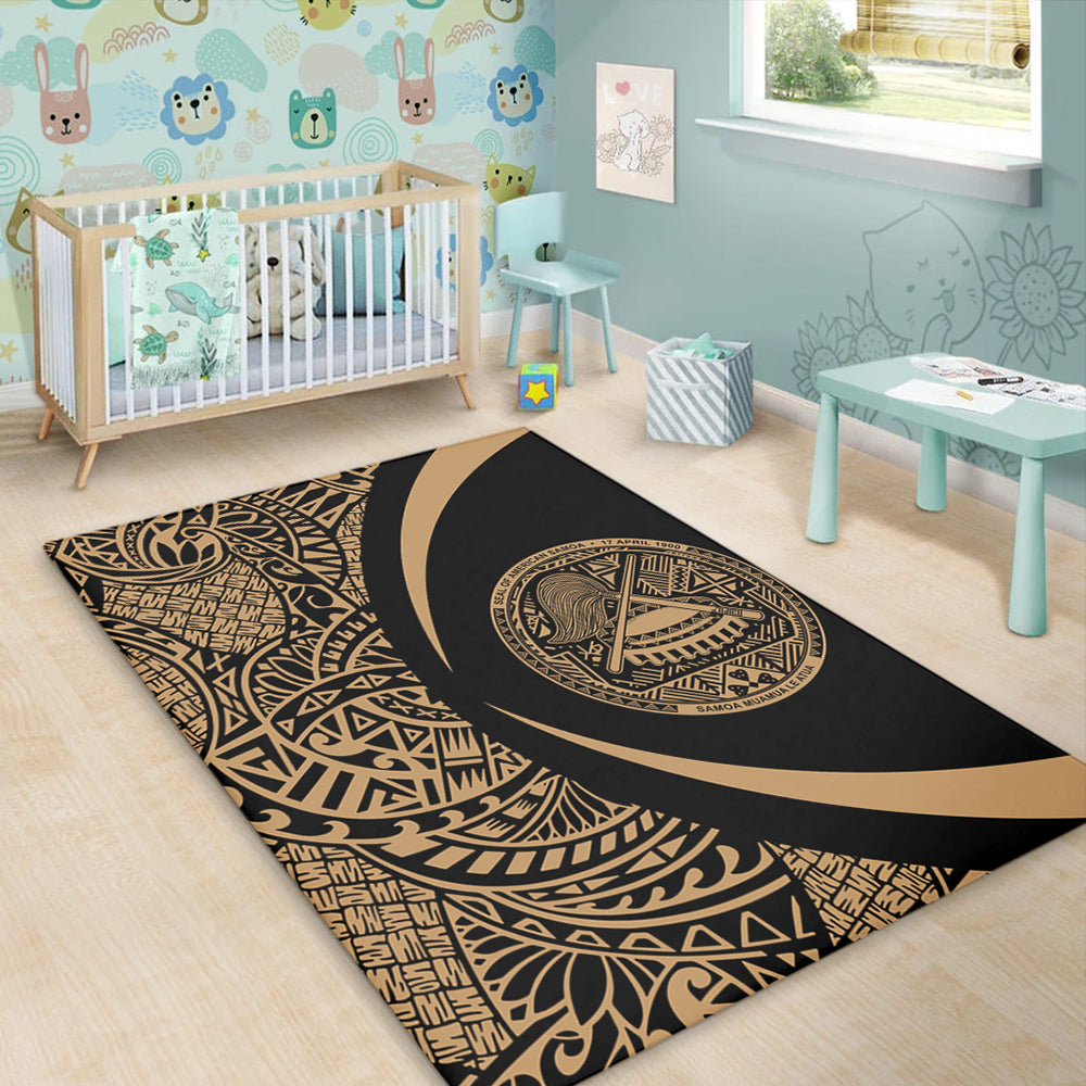 American Samoa Area Rug Lauhala Gold Circle Style