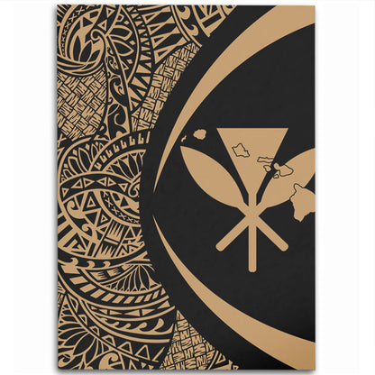 Hawaii Area Rug Kanaka Maoli Hawaiian Map Lauhala Gold Circle