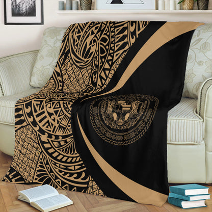 Hawaii Premium Blanket Coat Of Arm Lauhala Gold Circle