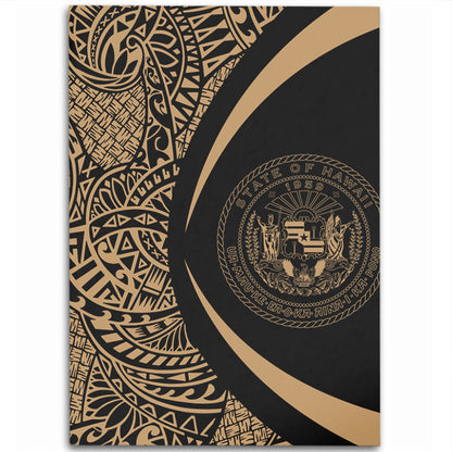 Hawaii Area Rug Coat Of Arm Lauhala Gold Circle