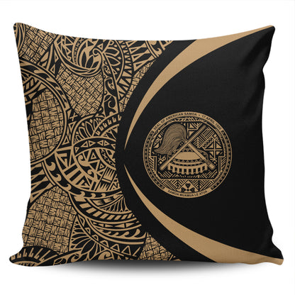 American Samoa Pillow Cover Lauhala Gold Circle Style