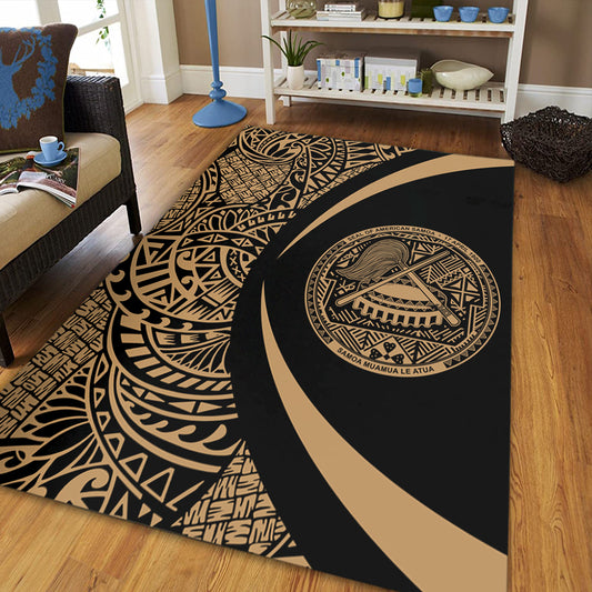 American Samoa Area Rug Lauhala Gold Circle Style
