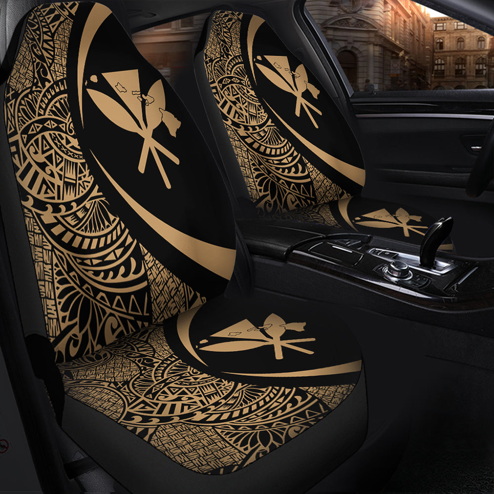 Hawaii Car Seat Covers Kanaka Maoli Hawaiian Map Lauhala Gold Circle