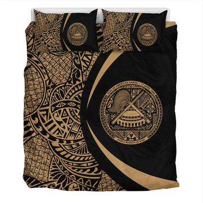 American Samoa Bedding Set Lauhala Gold Circle Style