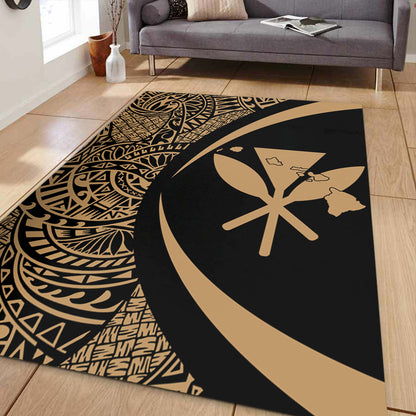 Hawaii Area Rug Kanaka Maoli Hawaiian Map Lauhala Gold Circle