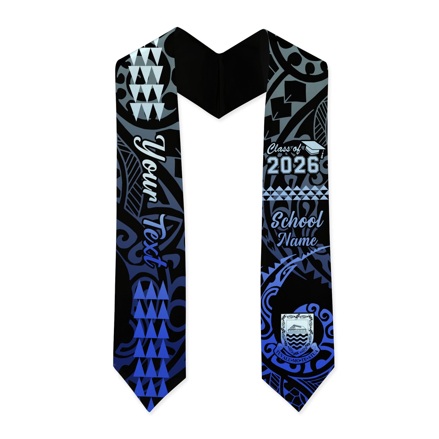 Tuvalu Graduation Stole Custom Class 2026 Tribal Kakau Style