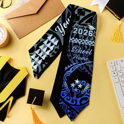 Kosrae Graduation Stole Custom Class 2026 Tribal Kakau Style