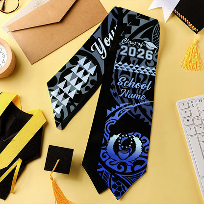 Pohnpei State Graduation Stole Custom Class 2026 Tribal Kakau Style