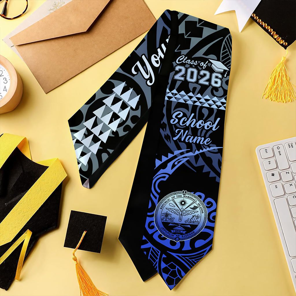 Marshall Islands Graduation Stole Custom Class 2026 Tribal Kakau Style