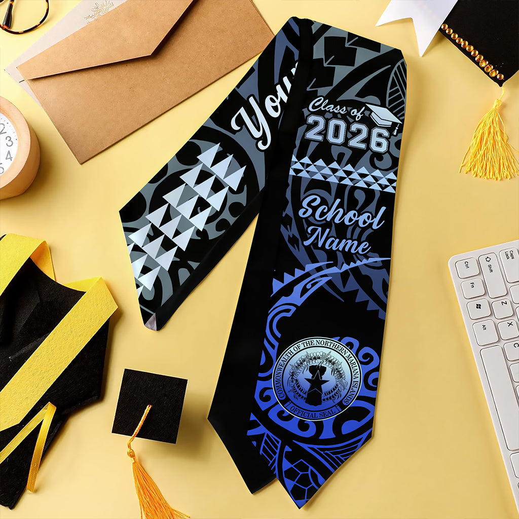 Northern Mariana Islands Graduation Stole Custom Class 2026 Tribal Kakau Style