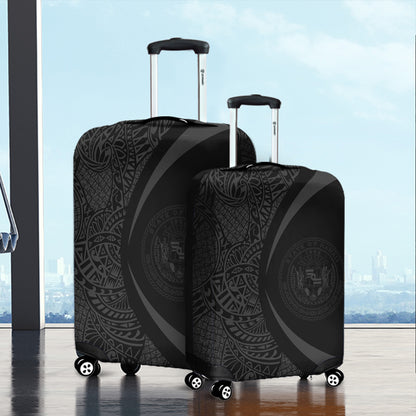 Hawaii Luggage Cover Coat Of Arm Lauhala Gray Circle