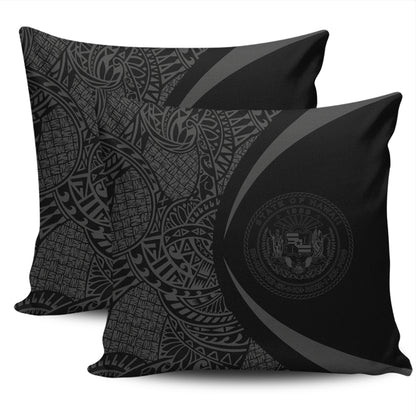 Hawaii Pillow Cover Coat Of Arm Lauhala Gray Circle