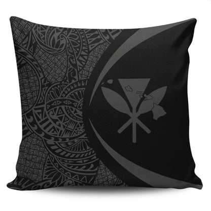 Hawaii Pillow Cover Kanaka Maoli Hawaiian Map Lauhala Gray Circle