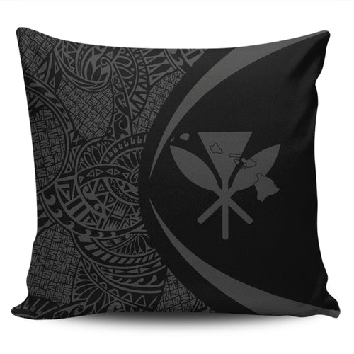 Hawaii Pillow Cover Kanaka Maoli Hawaiian Map Lauhala Gray Circle