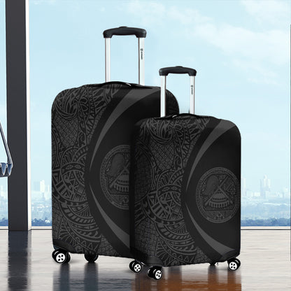 American Samoa Luggage Cover Lauhala Gray Circle Style