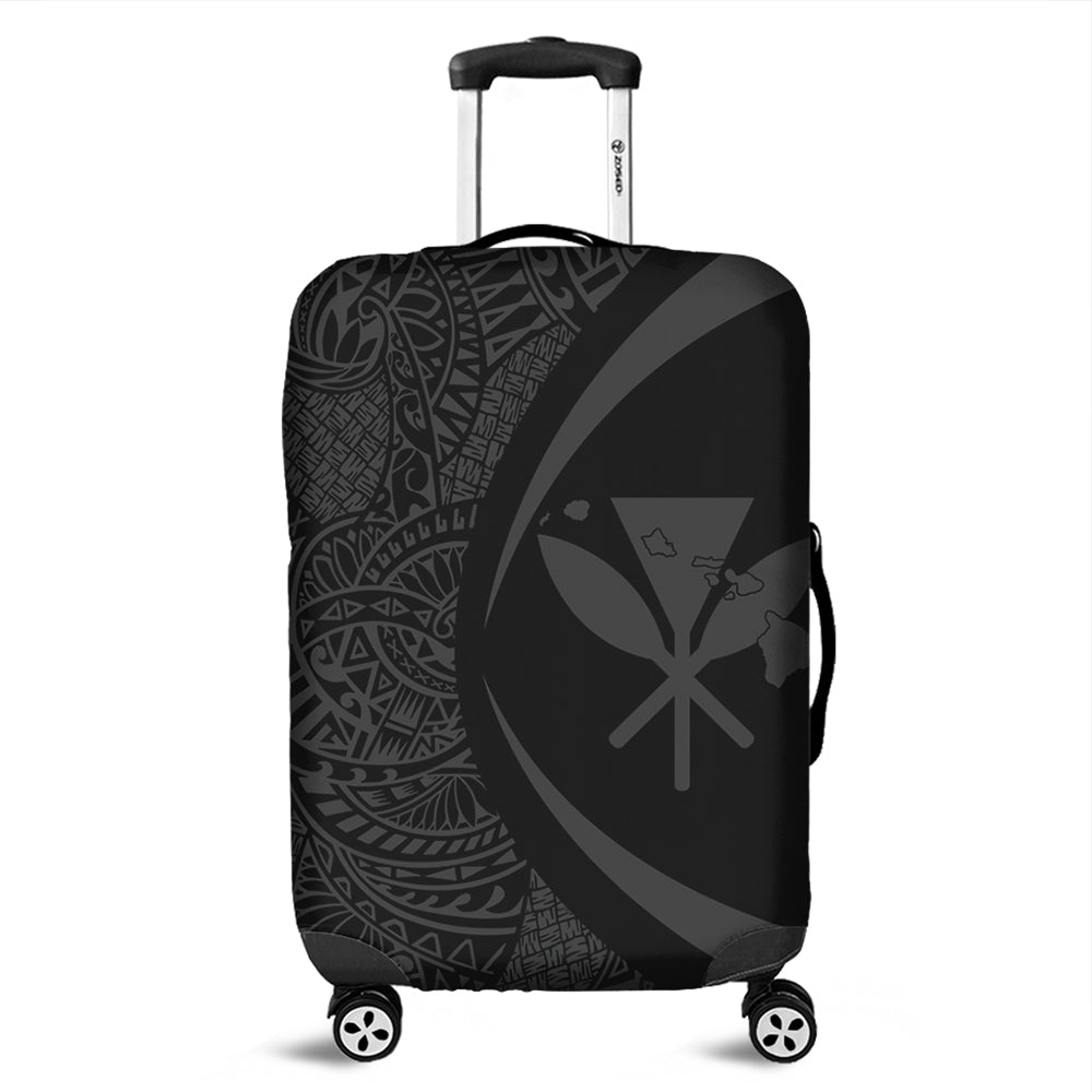 Hawaii Luggage Cover Kanaka Maoli Hawaiian Map Lauhala Gray Circle