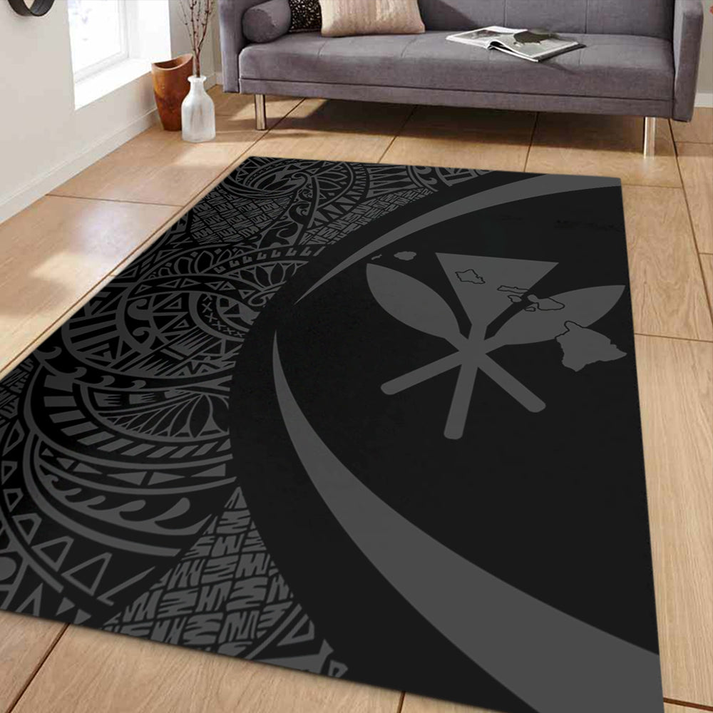 Hawaii Area Rug Kanaka Maoli Hawaiian Map Lauhala Gray Circle