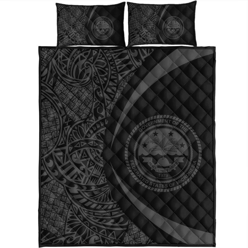 Federated States Of Micronesia Quilt Bed Set Lauhala Gray Circle Style
