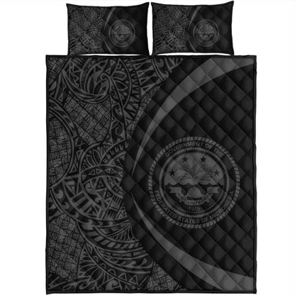 Federated States Of Micronesia Quilt Bed Set Lauhala Gray Circle Style