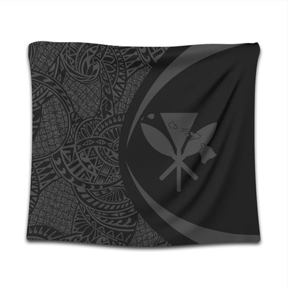 Hawaii Tapestry Kanaka Maoli Hawaiian Map Lauhala Gray Circle