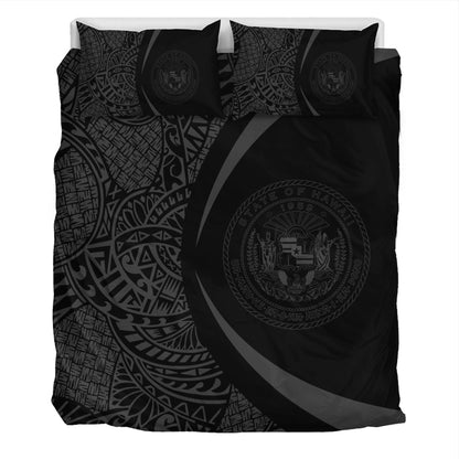 Hawaii Bedding Set Coat Of Arm Lauhala Gray Circle