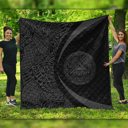 American Samoa Premium Quilt Lauhala Gray Circle Style