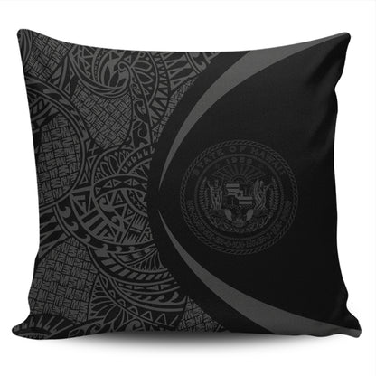 Hawaii Pillow Cover Coat Of Arm Lauhala Gray Circle