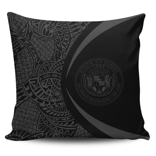 Hawaii Pillow Cover Coat Of Arm Lauhala Gray Circle