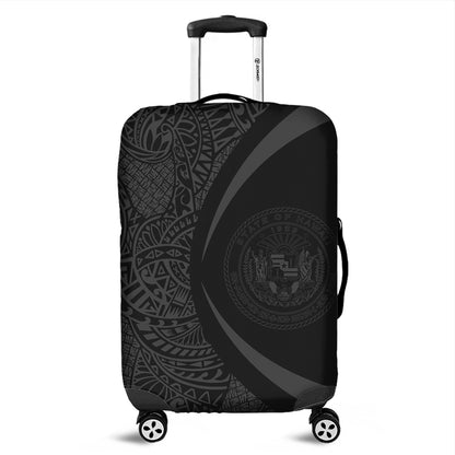 Hawaii Luggage Cover Coat Of Arm Lauhala Gray Circle