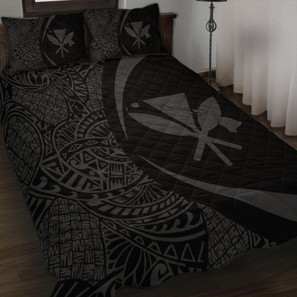 Hawaii Quilt Bed Set Kanaka Maoli Hawaiian Map Lauhala Gray Circle