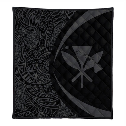 Hawaii Premium Quilt Kanaka Maoli Hawaiian Map Lauhala Gray Circle