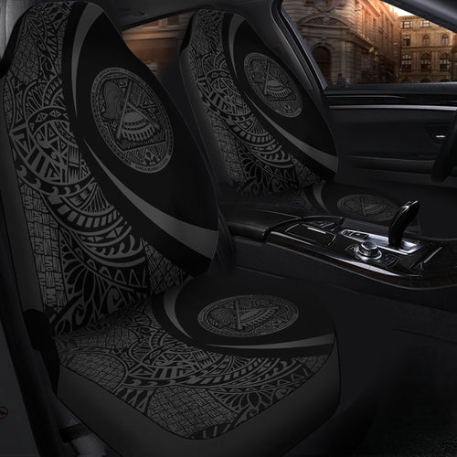 American Samoa Car Seat Covers Lauhala Gray Circle Style